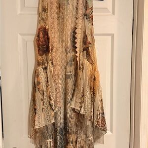 Boho Lace Vest in Cream with Floral Accents